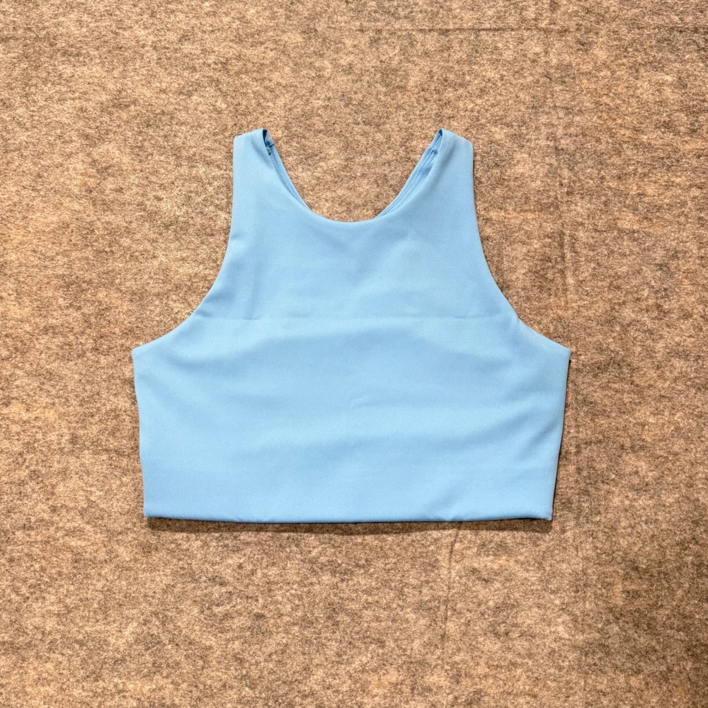 Urthwear High Neck Racerback Sports Bra Crop Top Small Blue Recycled Polyester